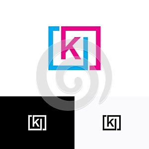 KI, IK letter logo design for business company template vector file