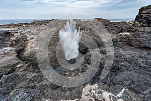 Kiama Blowhole in Action in Sydney with Blue Sky. Australia