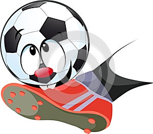 Kick the ball biting - funny vector