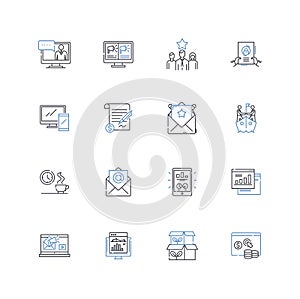 Kick-off line icons collection. Launch, Start, Initiate, Commence, Beginning, Unveil, Kickstart vector and linear