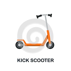 Kick Scooter flat icon. Colored element sign from public transport collection. Flat Kick Scooter icon sign for web