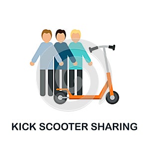 Kick Scooter Sharing flat icon. Colored element sign from public transport collection. Flat Kick Scooter Sharing icon