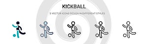 Kickball icon in filled, thin line, outline and stroke style. Vector illustration of two colored and black kickball vector icons