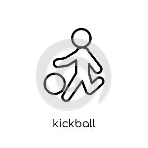 kickball icon. Trendy modern flat linear vector kickball icon on photo