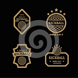 kickball logo badges design vector flat isolated illustration