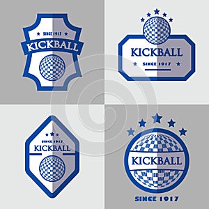 kickball logo badges design vector flat isolated illustration
