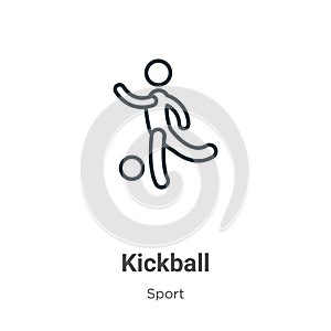 Kickball outline vector icon. Thin line black kickball icon, flat vector simple element illustration from editable sport concept