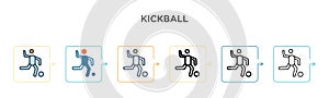 Kickball vector icon in 6 different modern styles. Black, two colored kickball icons designed in filled, outline, line and stroke