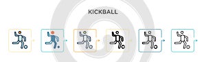 Kickball vector icon in 6 different modern styles. Black, two colored kickball icons designed in filled, outline, line and stroke photo