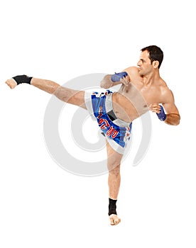 Kickbox fighter executing a kick