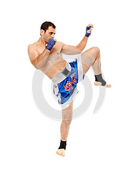 Kickbox fighter executing a kick