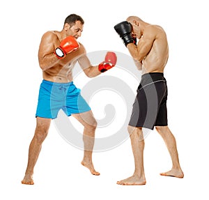 Kickbox fighters sparring