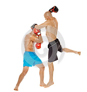 Kickbox fighters sparring