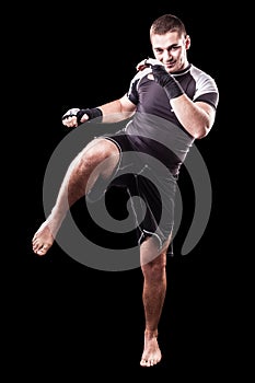 Kickboxer on black