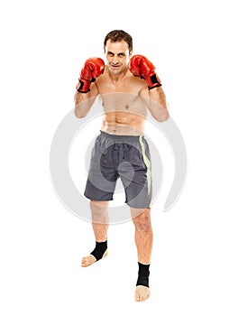 Kickboxer in guard stance