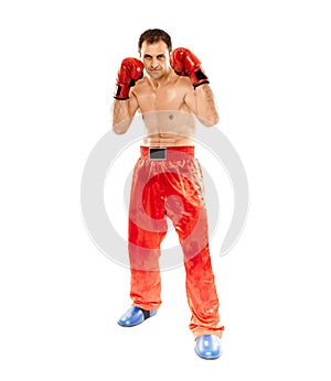 Kickboxer in guard stance