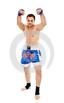 Kickboxer in guard stance