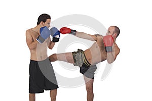 Kickboxers fighting