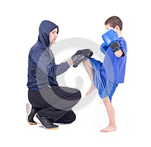 Kickboxing kids with instructor