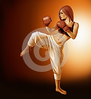 Kickboxing Woman illustration.