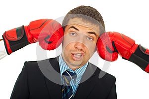 Kicked by two boxing gloves