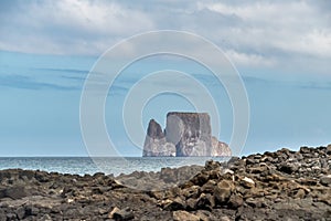 Kicker Rock island seen from San Cristobal island