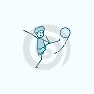 the kicker strikes ball field outline icon. Element of soccer player icon. Thin line icon for website design and development, app