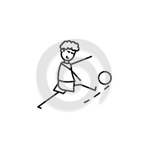 the kicker strikes ball icon. Element of soccer player icon for mobile concept and web apps. Thin line the kicker strikes ball ico