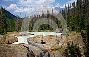 The Kicking Horse River with Mt. Stephen in the background, Yoho National Park, British Columbia, Canada photo