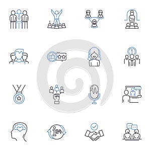 Kickoff education line icons collection. Launch, Start, Commencement, Introduction, Inception, Beginning, Foundation