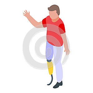 Kid amputated leg icon, isometric style