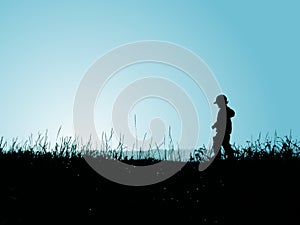 Kid on the beach: blue