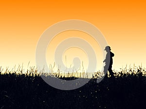 Kid on the beach: orange