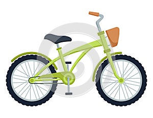 Kid bicycle on white background. Children bike, vector illustration