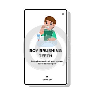 kid boy brushing teeth vector