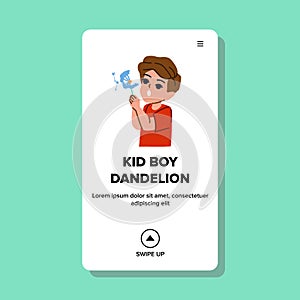 kid boy dandelion vector