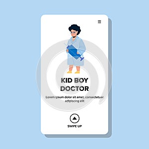 Kid Boy Doctor Dream Of Future Profession Vector