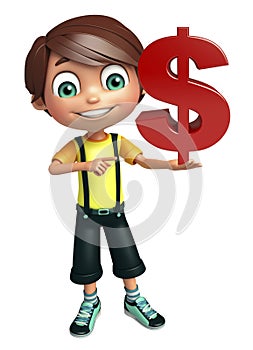 Kid boy with dollar