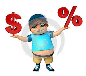 Kid boy with Dollar sign & percentage sign