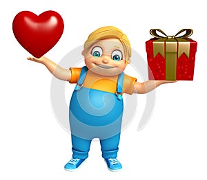 Kid boy with Heart & Giftbox