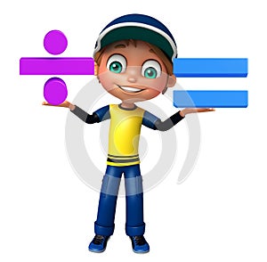 Kid boy with Math sign