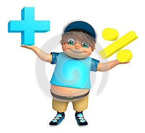 Kid boy with Math sign