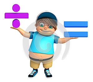 Kid boy with Math sign