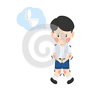 Kid boy needs to use the restroom