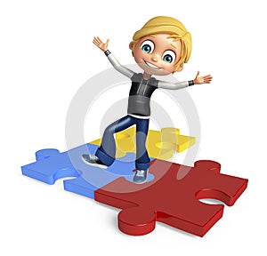 Kid boy with puzzel