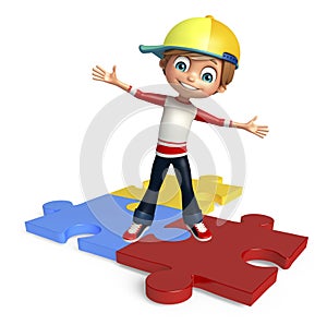 Kid boy with puzzel