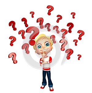 Kid boy with Question mark sign