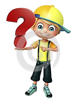 Kid boy with question mark sign