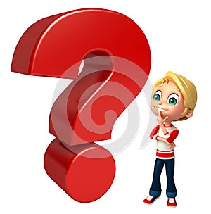 Kid boy with Question mark sign