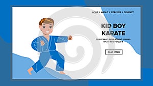 Kid Boy Training Karate Reception In Class Vector